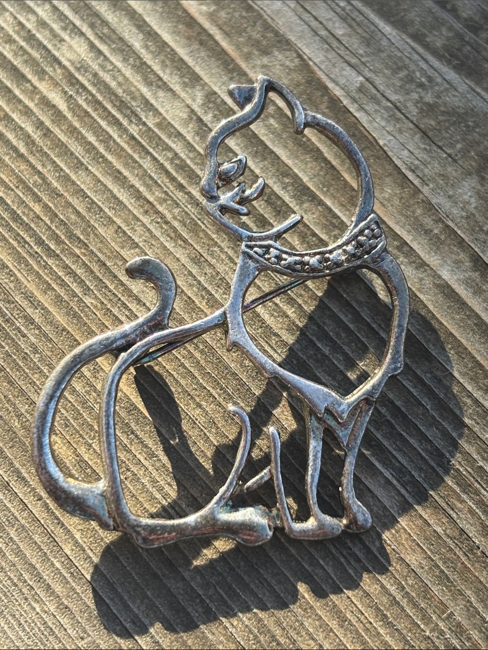 Vintage Cat Silhouette Brooch - Metal Cat Pin